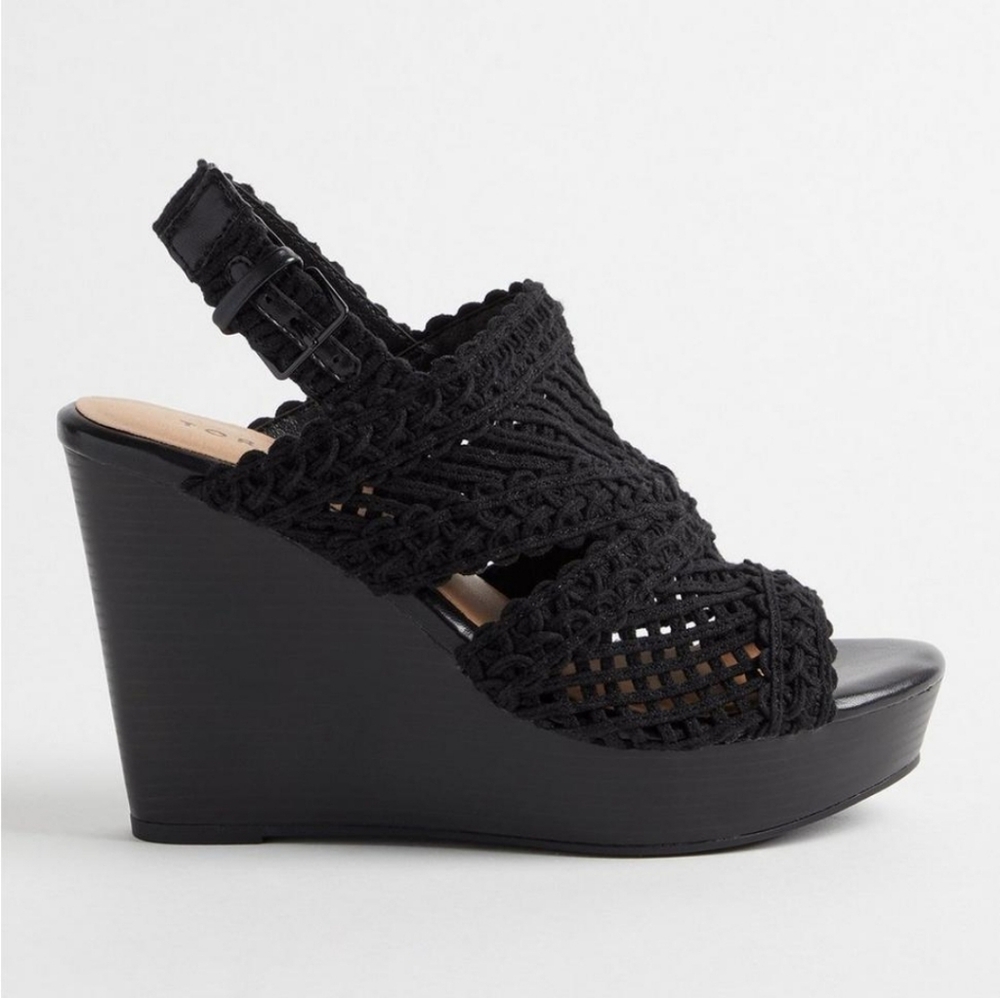 TORRID Macrame Crochet Cage Platform Wedge 8.5 WW